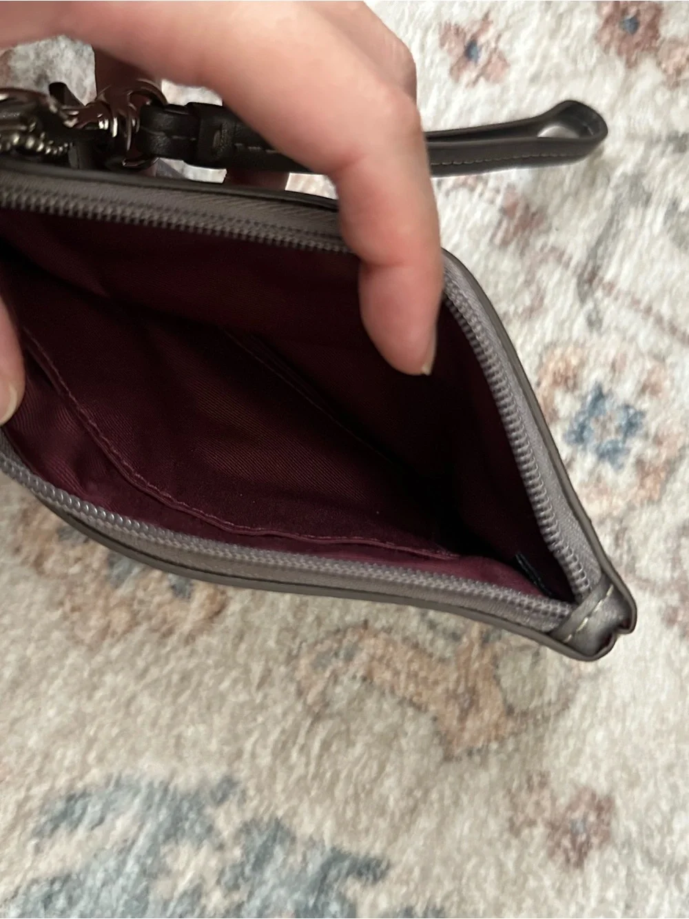 Coach Dark Brown Leather Wristlet with Detachable Strap
